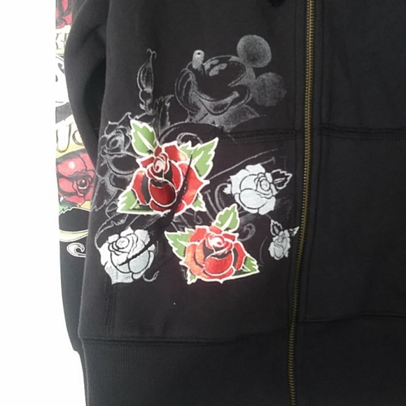 Disney Resort Black Multicolor Mickey Mouse Floral Decal hoodie size Small - Picture 4 of 11